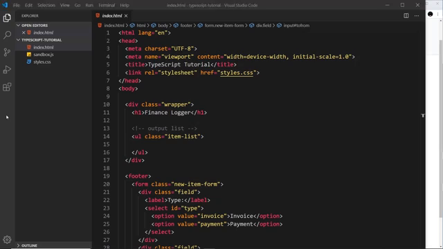 VS Code open on index.html