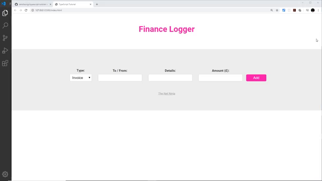 Finance Logger running under Live Server