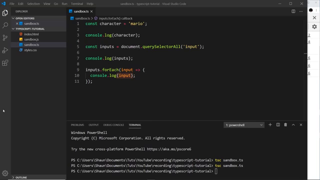 the inputs.forEach / querySelectorAll code in sandbox.ts