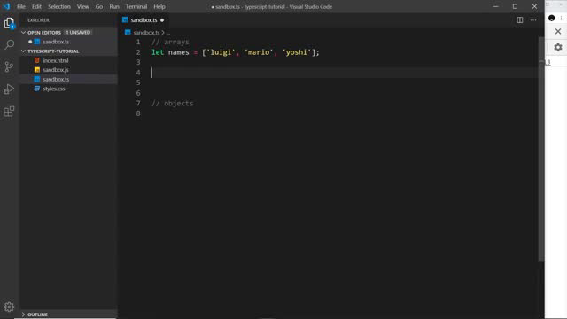 string array starter in sandbox.ts