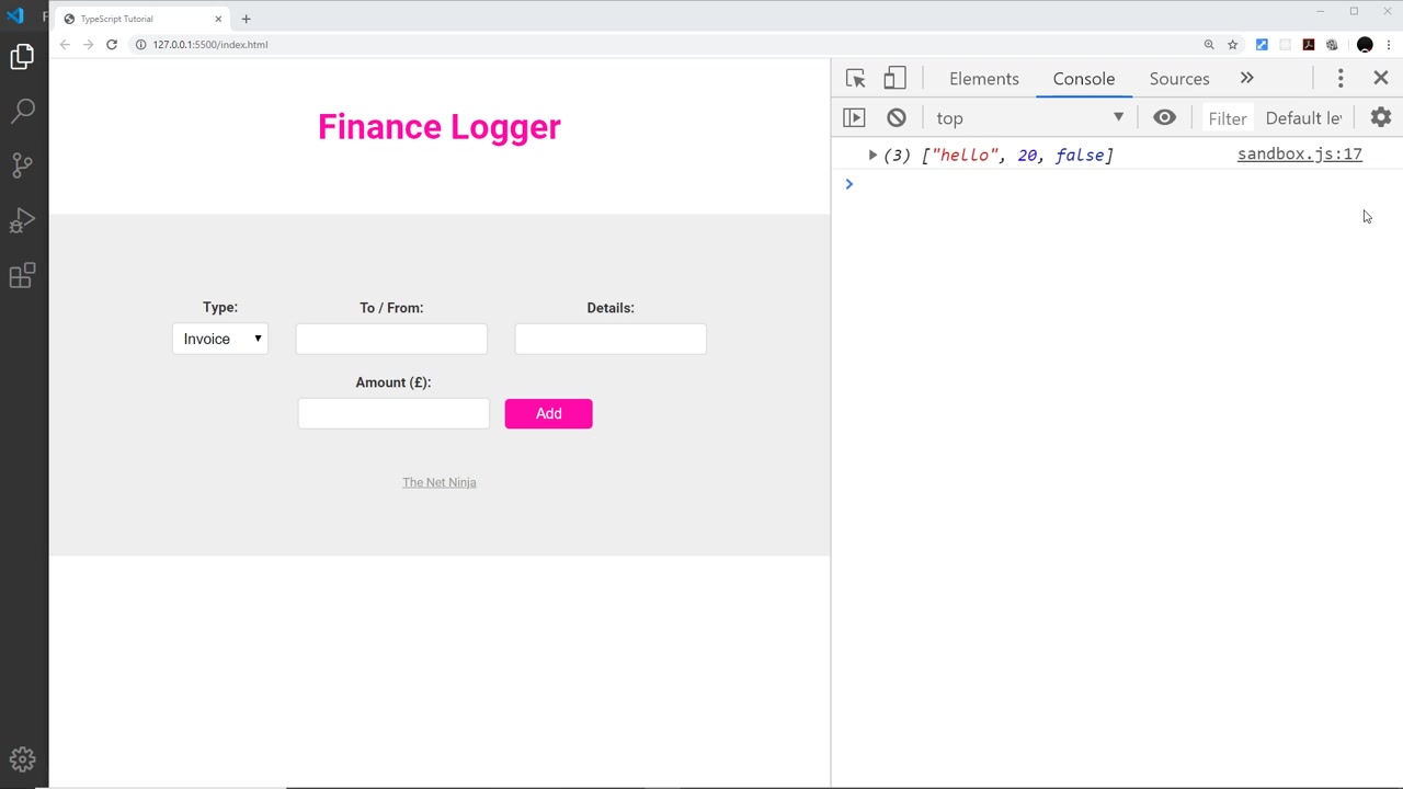 browser console showing the mixed union array