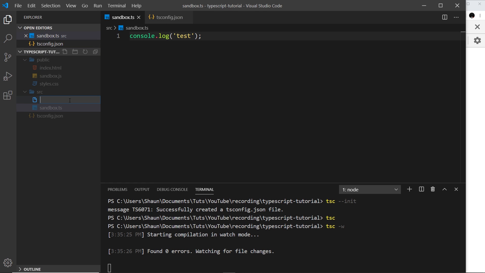 bare tsc compiling the project