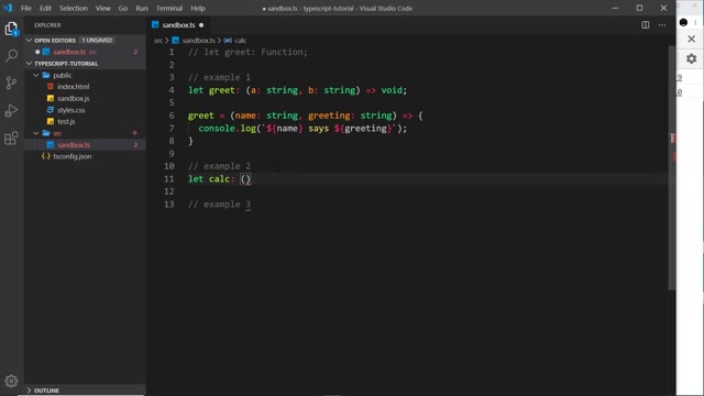 completed greet implementation above a fresh calc signature being written