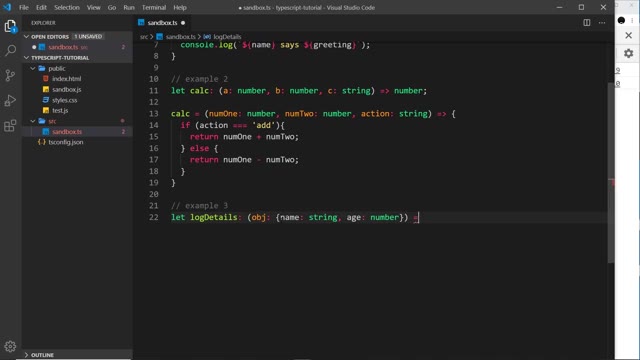 logDetails signature with its implementation logging properties via template string