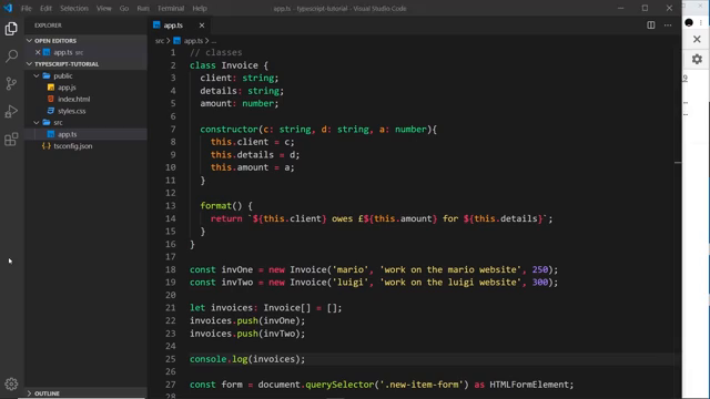 Invoice class with format() method in the editor