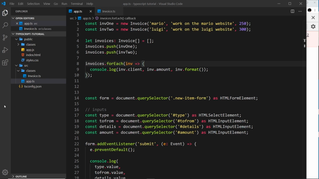 Invoice.ts open in the editor