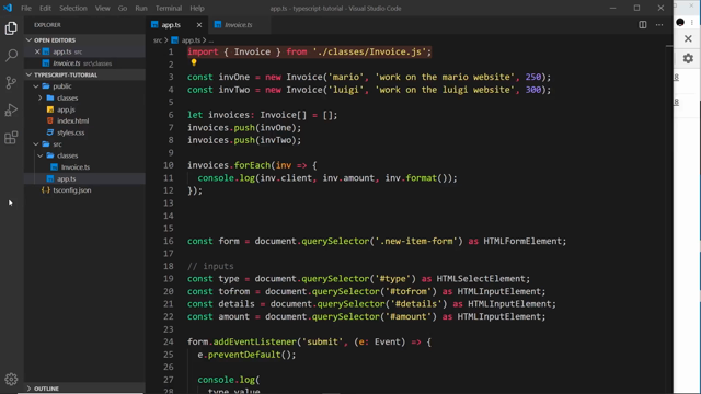 editor showing the import line plus the src/ tree
