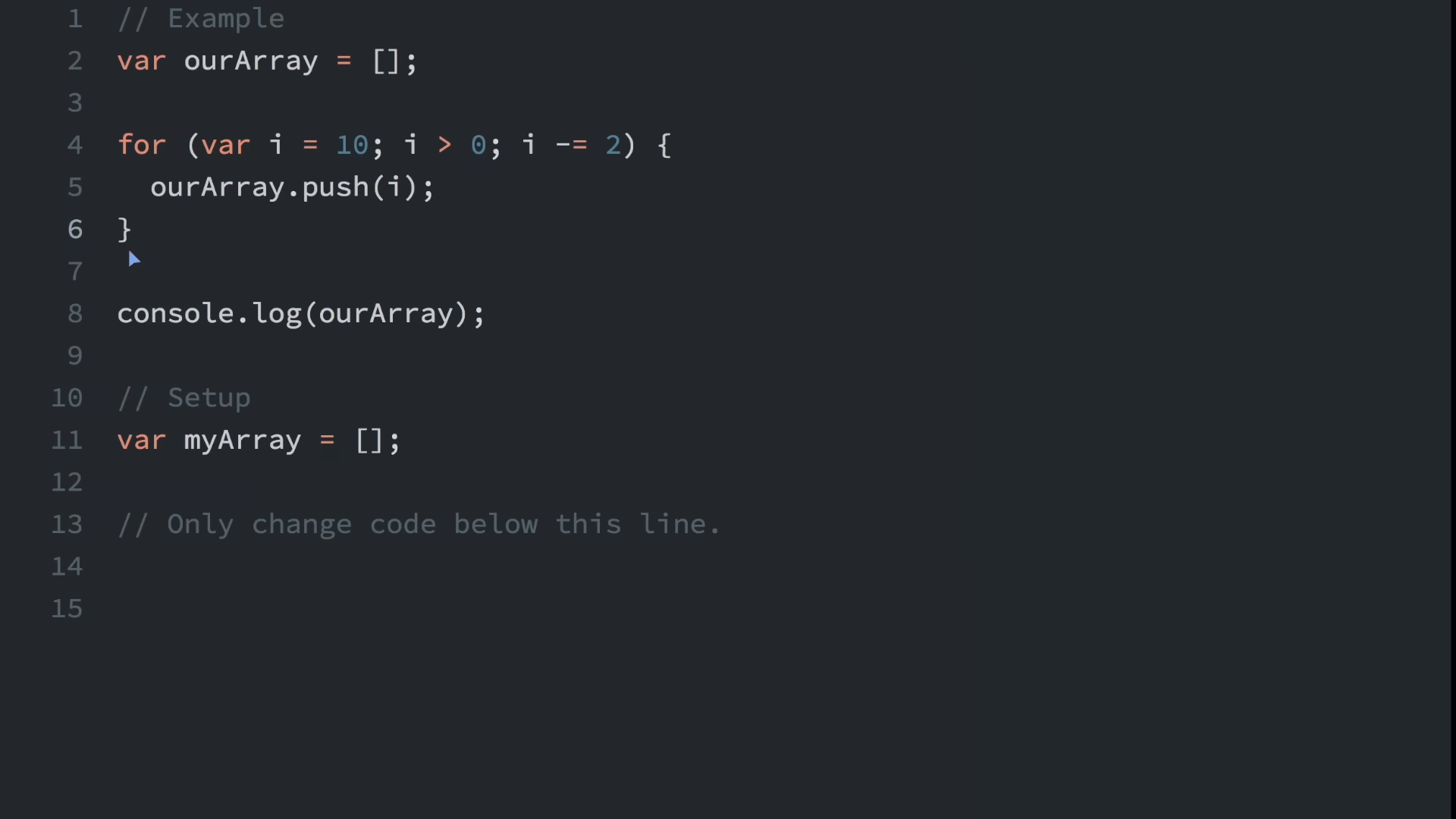 for loops pushing countdown values into arrays