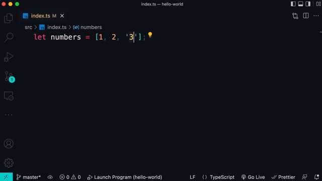 numbers array in the editor