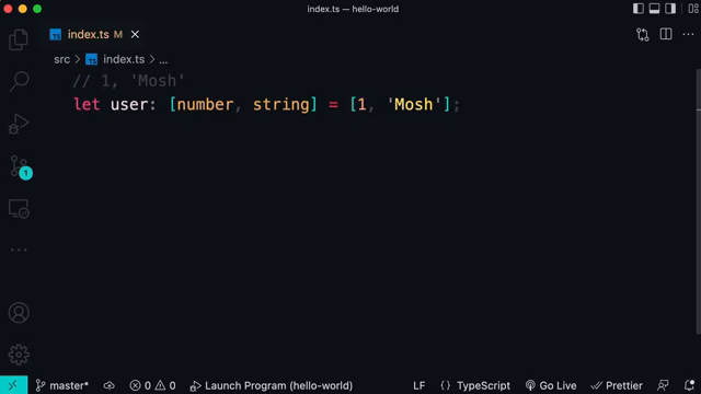 tuple declaration: let user: [number, string]