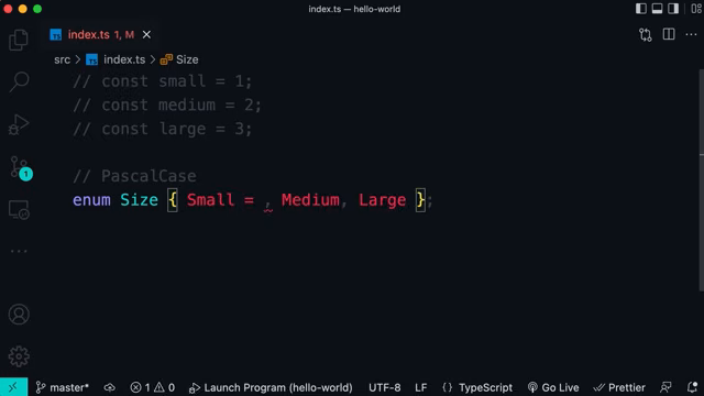 Size enum: Small, Medium, Large