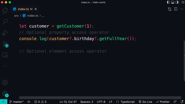 optional chaining on customer birthday
