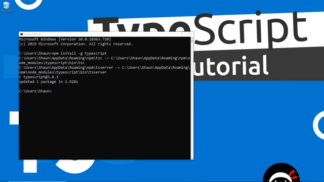 global TypeScript install in the terminal