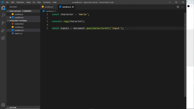 sandbox.ts with character and querySelectorAll