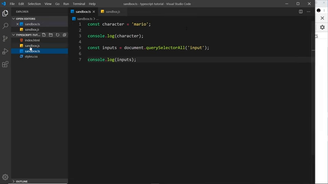 compiled sandbox.js beside the TypeScript source