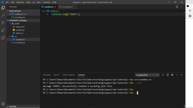 rootDir and outDir wired, first project compile