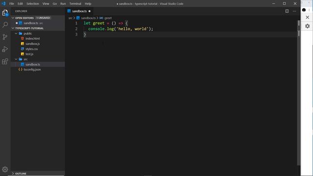 greet arrow function with inferred function type