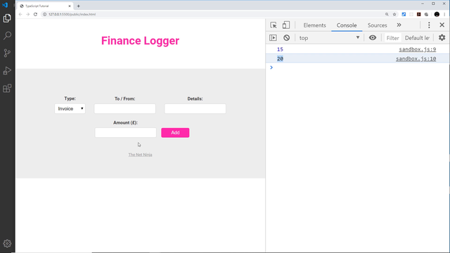 finance logger page beside the compiled output