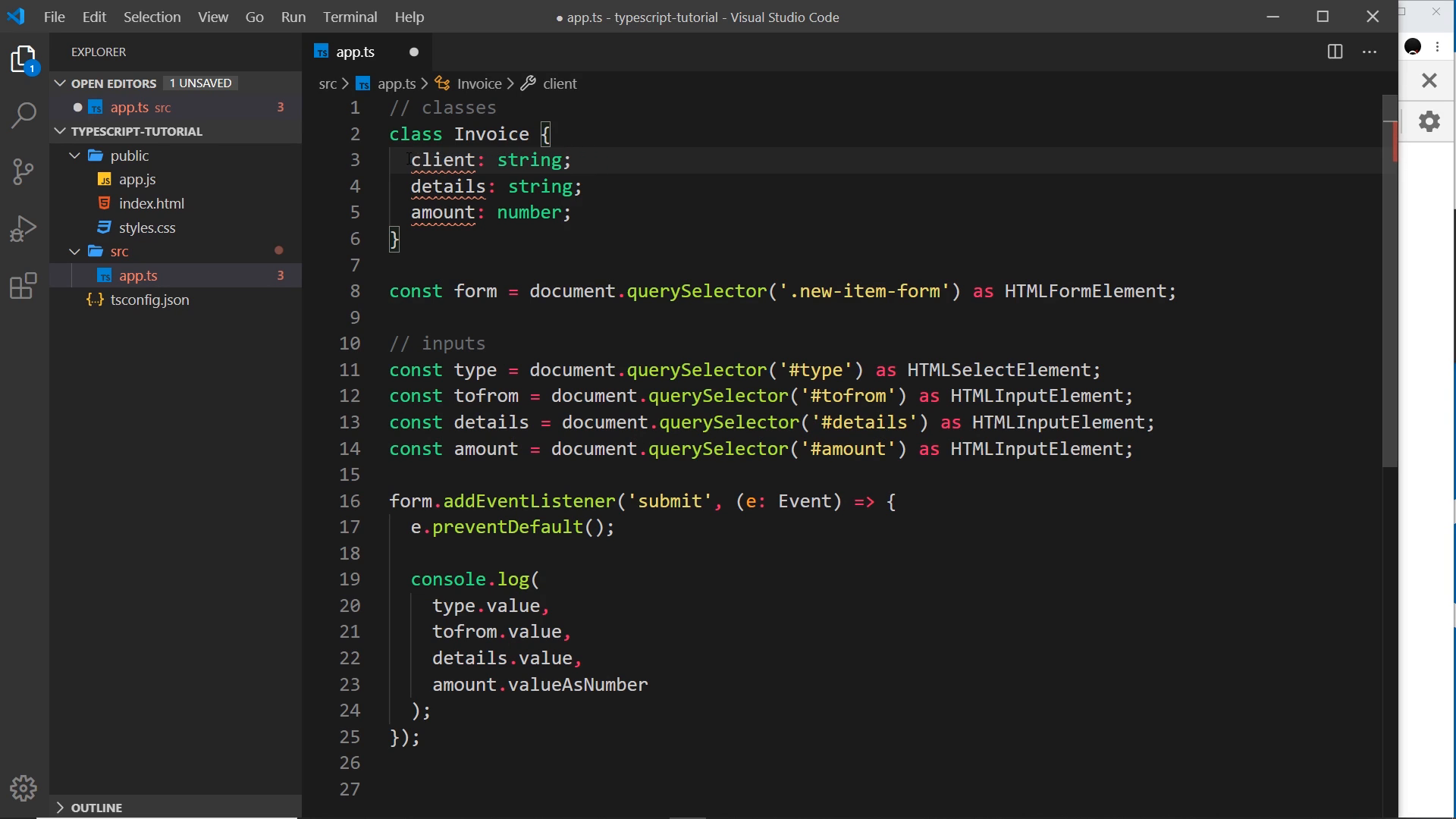 property declarations in the editor