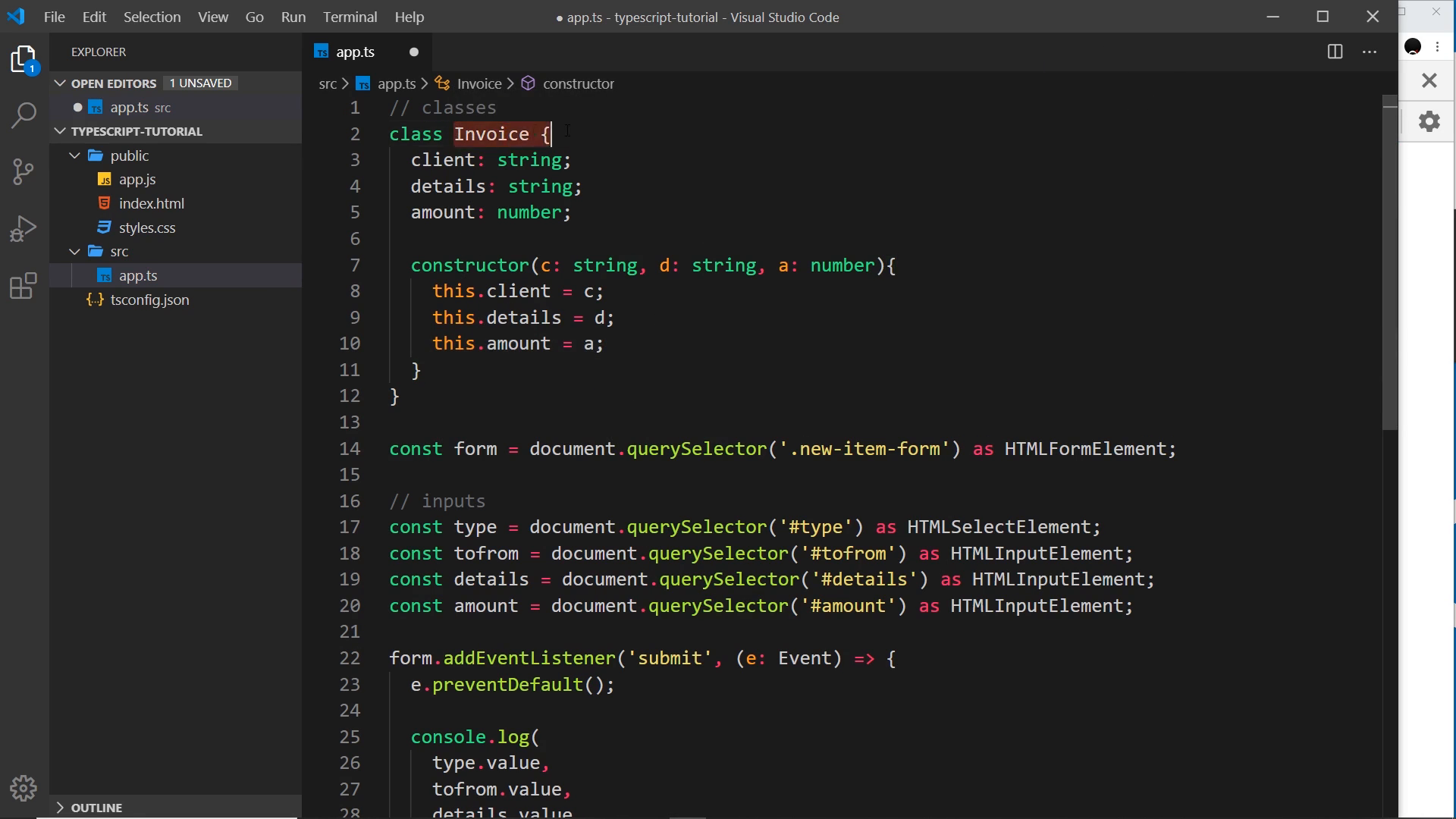 constructor assigning each parameter via this