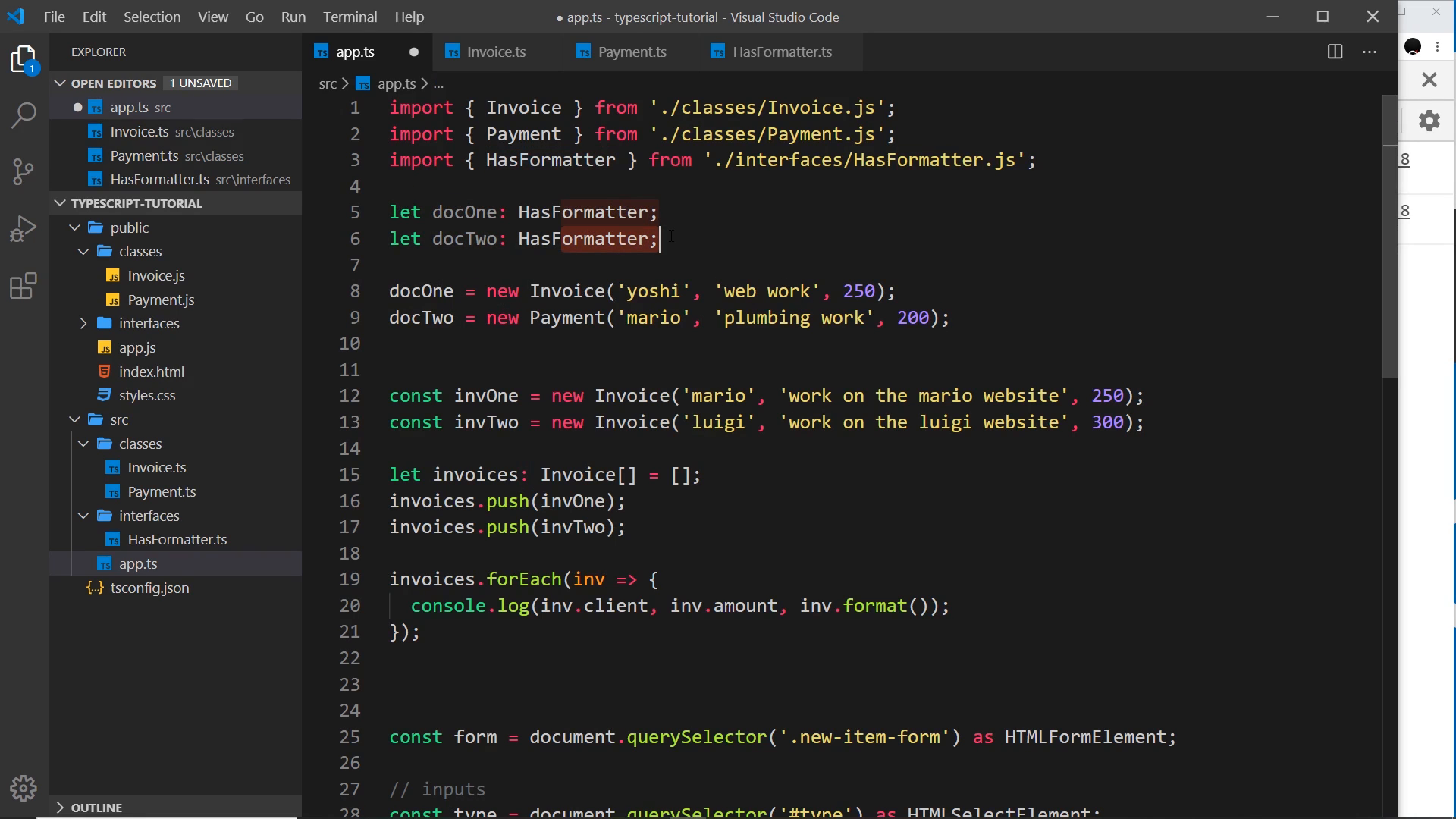 demo variables beside the instance code