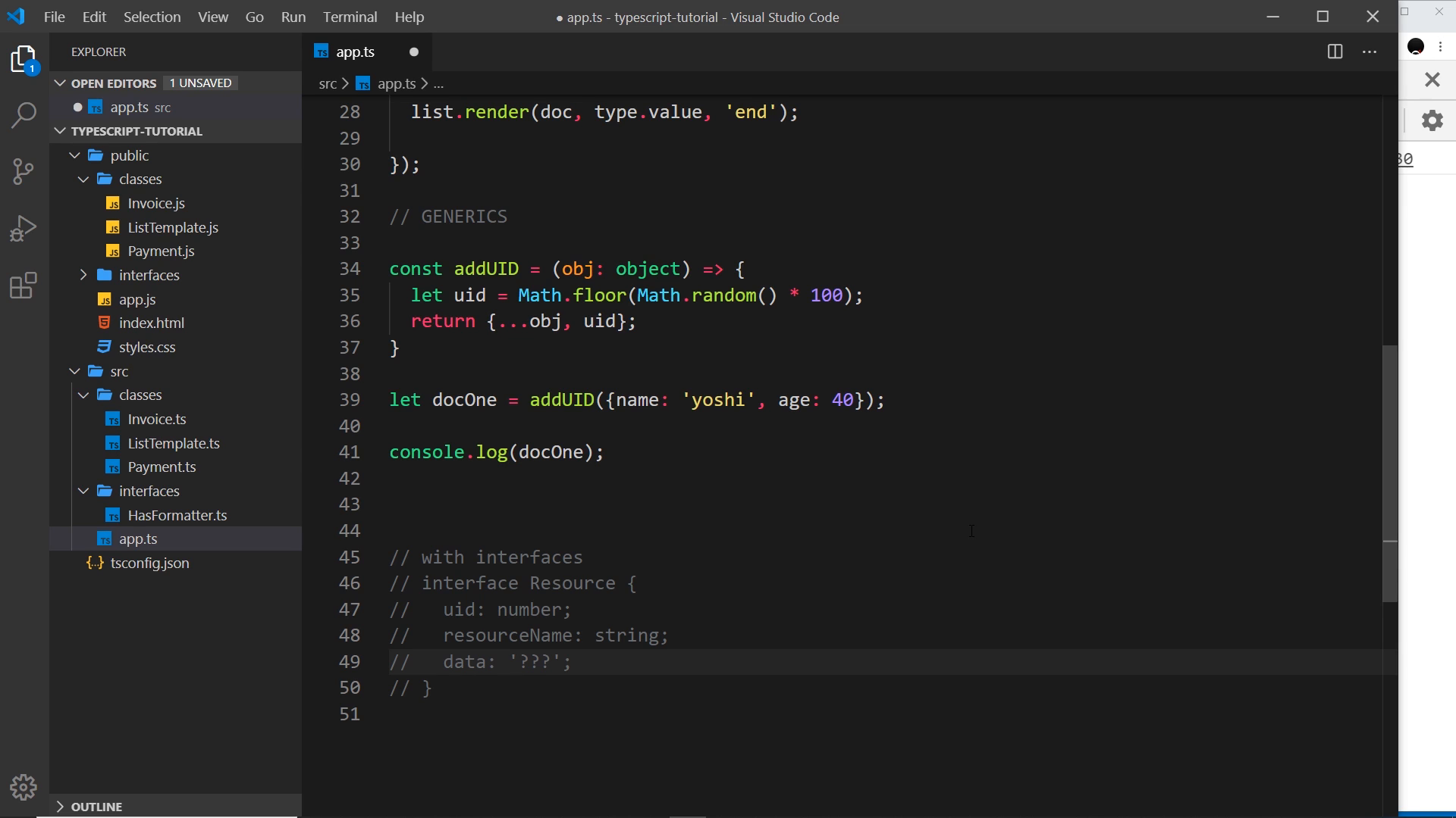 GENERICS section opened with the untyped addUID