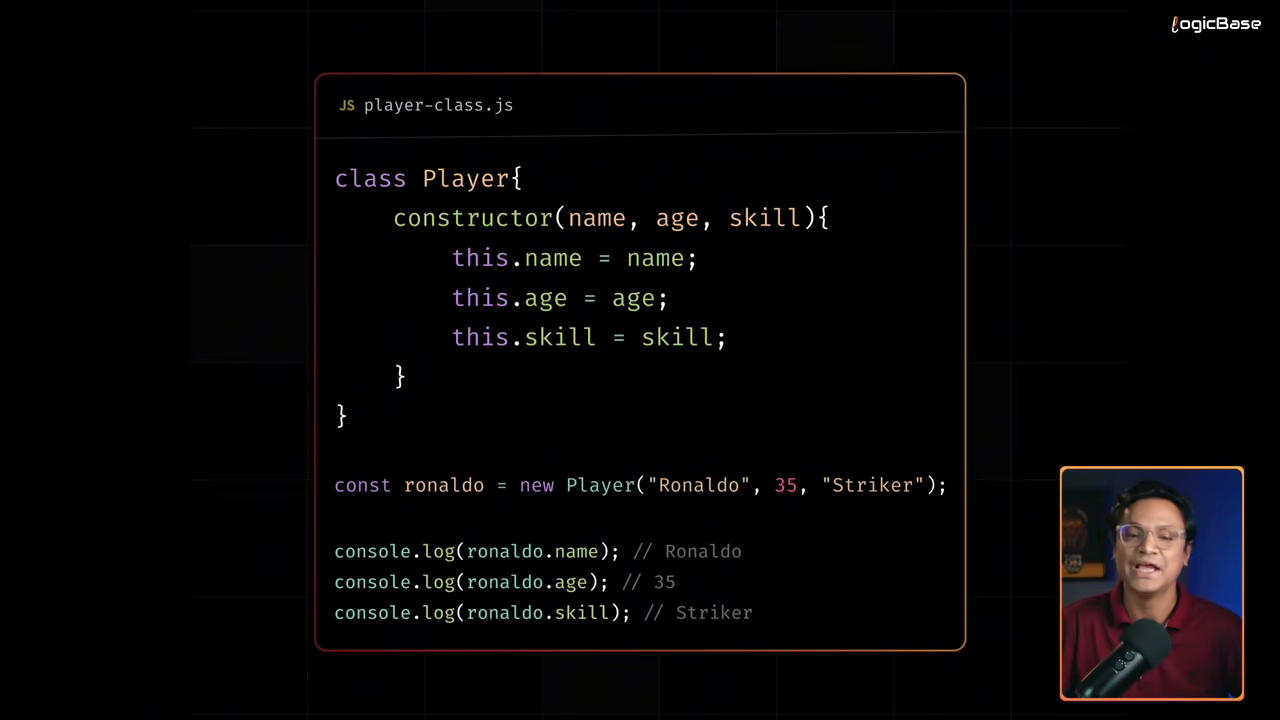 Player class with constructor and instance