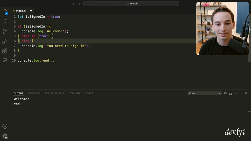 if/else conditional over an isSignedIn flag