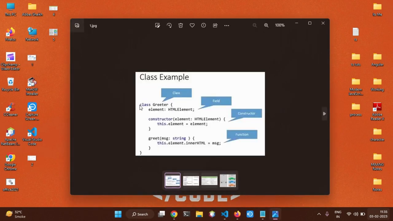 annotated Greeter slide labeling the class, field, constructor, and method
