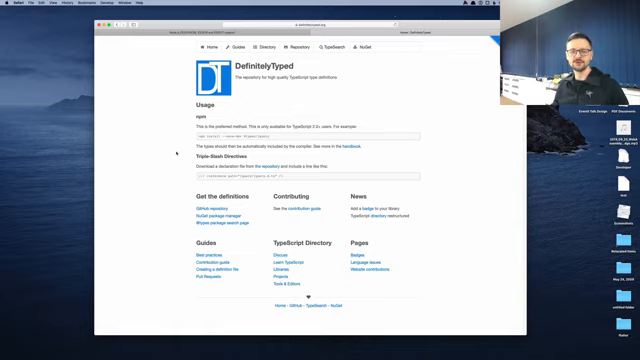 DefinitelyTyped site as the source of Node type information