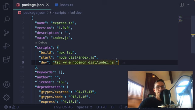 package.json scripts for build, start, and dev