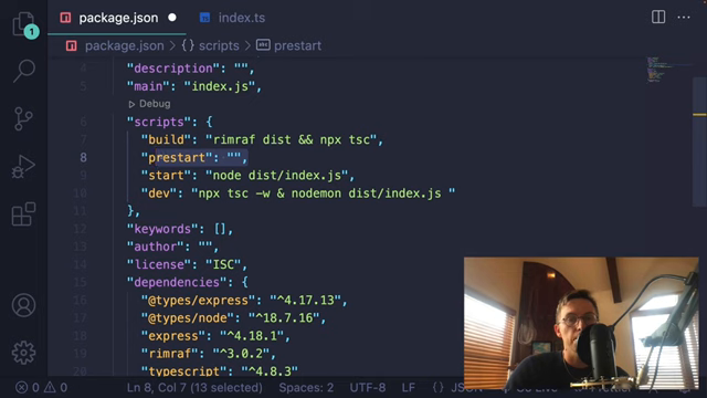 build script with rimraf clean plus the full dependency list