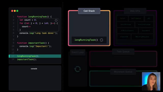 blocking loop starving the important task on the call stack